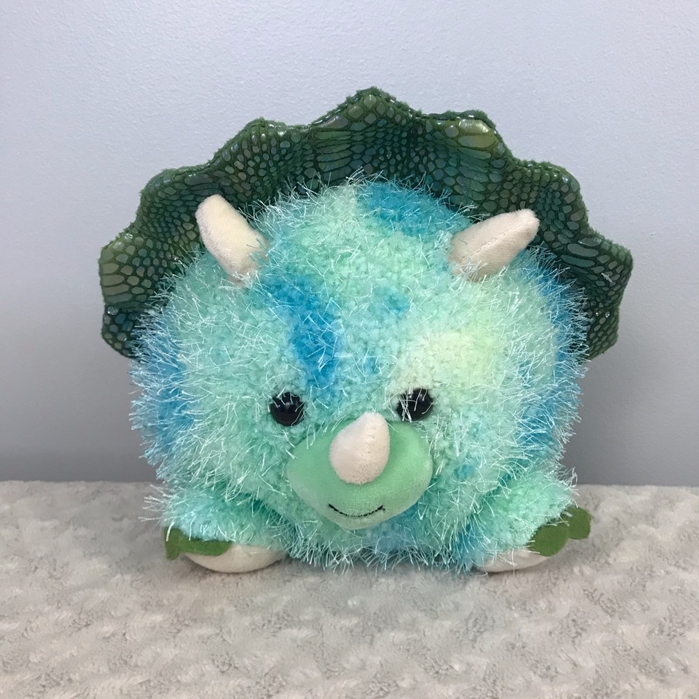 1616 Holdings Inc Dinosaur Plush Stuffed Animal Toy Green Blue Cream Round Ball
